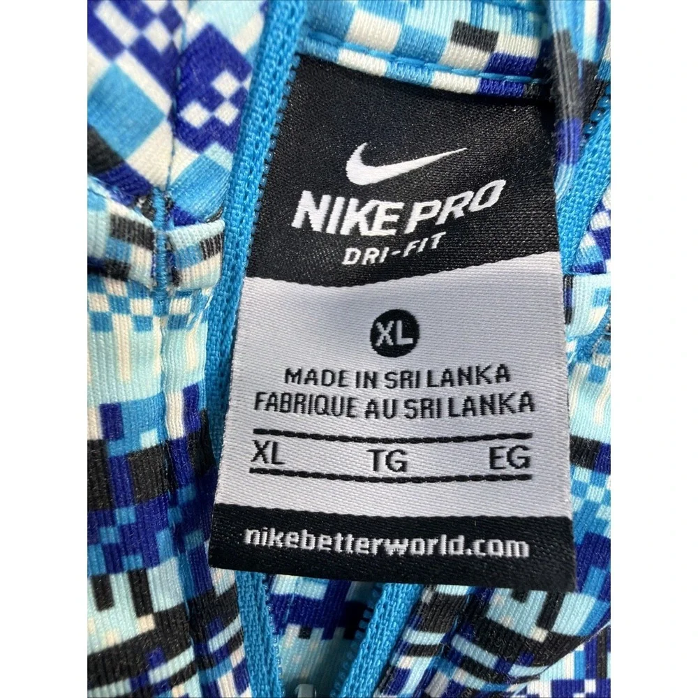 NIKE Pro Dri Fit Woman Blue Half Zip Long Sleeve Athletic Running Pullover Sz Xl